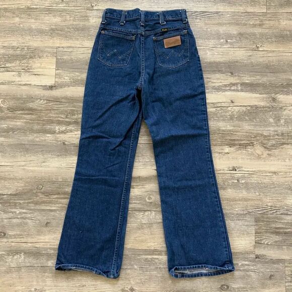 Vintage 70s Wrangler Flared Bellbottom Denim Jeans Size 26x29 - Picture 1 of 8